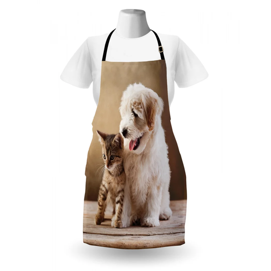 Cat Kitten and Puppy Dog Best Friends Apron