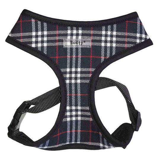 Tartan Soft Comfortable Breathable Fabric Dog Puppy Pet Adjustable Harness - Navy Blue - Small - Bunty