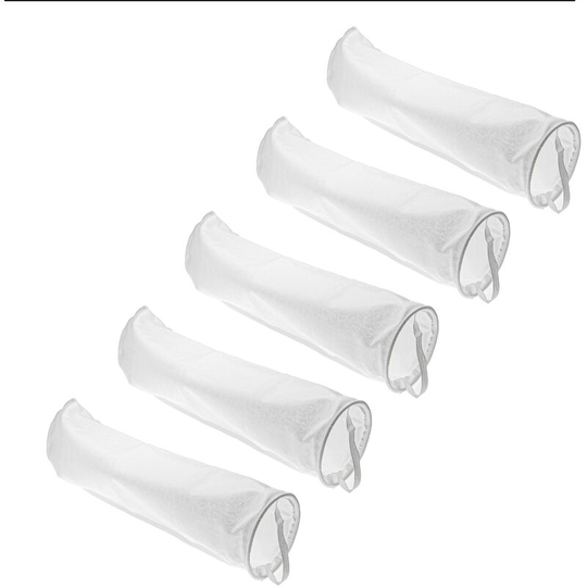 Vhbw - 5x Universal Filter Sock for Aquariums, Pools, Skimmers - Filter Bag, Polypropylene, 18 x 81 cm, 100 micrometre, White