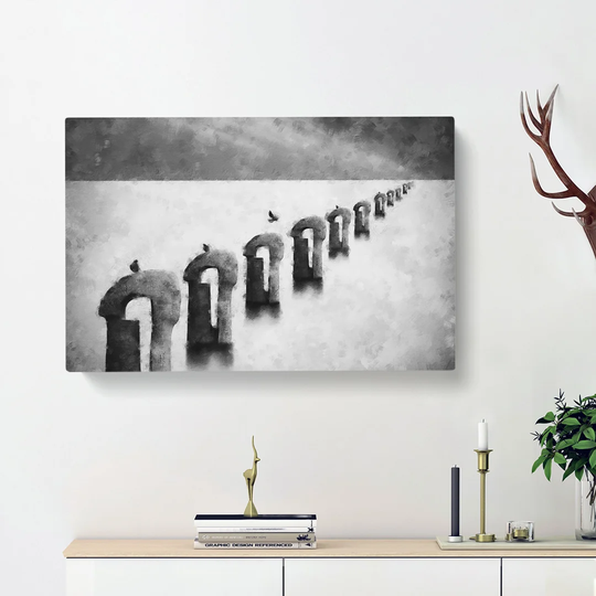 Perched Pigeons - Wrapped Canvas Painting Print
