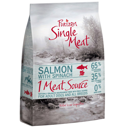 Purizon Single Meat Adult Dog - Grain-Free Salmon with Spinach - 1kg