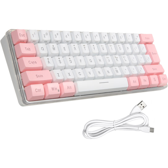 Superseller - 61 Keys Wired Keyboard Membrane Keyboard Compact Design rgb Backlight Effect with Multimedia Shortcuts Detachable Data Cable