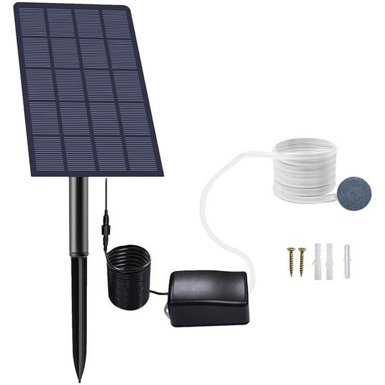 Lifcausal - 2W Plug-in Solar Oxygen Pump Fish Tank Oxygenator Aquarium Oxygen Aerator Air Pump Fishing Aerator with Pipe Air Bubble Stones for Garden