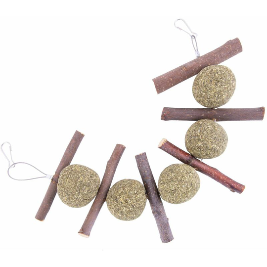 Rabbit apple sticks, a stack of rabbit chew toys, guinea pig treats and pet chews Soekavia