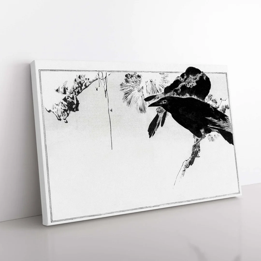 Perched Japanese Crows by Watanabe Seitei - Wrapped Canvas Painting