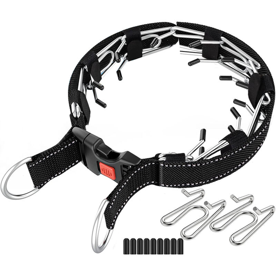 Training Collar for Dogs with Removable Nylon Protector and Quick-Release Buckle Extra Prongs for Large Medium Small Dogs s