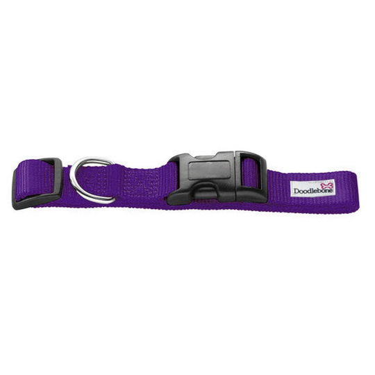 (Large, Purple) Doodlebone Bold Nylon Dog Collar