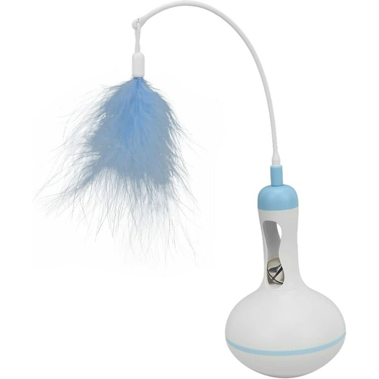 1 Piece Cat Treat Dispenser, Cat Treat Dispenser Toy, Interactive Fun Plastic Pocket Toy with Feather Stem for Pet (Blue)