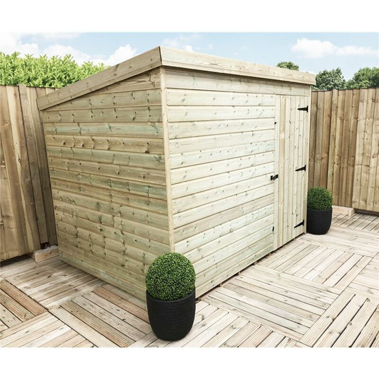 8 x 5 Windowless Pressure Treated Tongue And Groove Pent Shed With Single Door