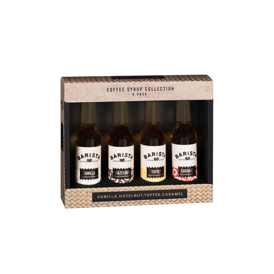 Coffee Syrup Selection 4pk 1 x Vanilla 1 x Hazelnut 1 x Toffee 1 x Caramel