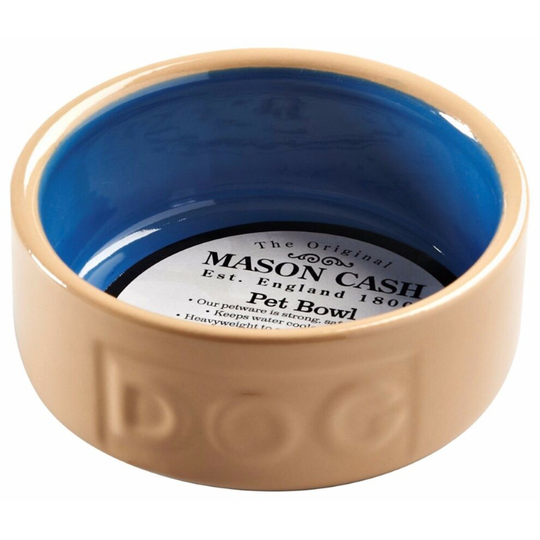 (Dog Bowl Medium) Mason Cash Cane Pet Bowl Dog Bowls & Cat Water Bowls Cane and Blue Small - Large