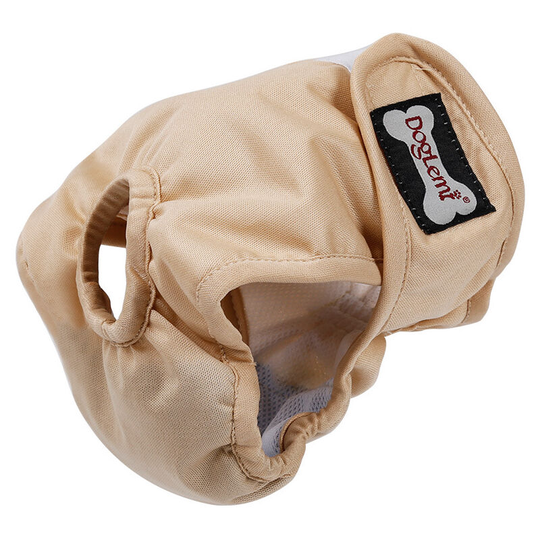 Washable Female Dog Diapers Reusable Puppy Leakproof Physiological Nappies Pant for Female Dogs(1-Pack) (l beige)