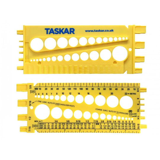 Taskar Nut, Bolt & Screw Measuring Gauge Imperial & Metric Size & Thread Pitch