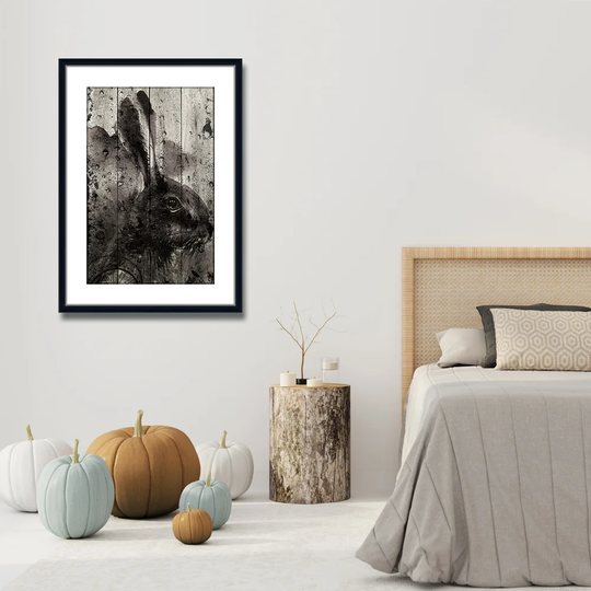 Hare Sketch Who's that - Picture Frame Graphic Art Print on Acrylic