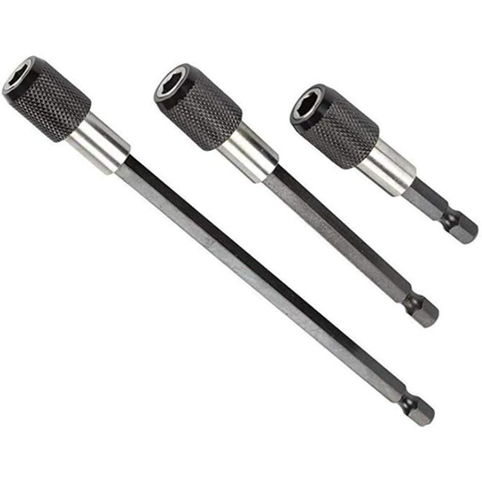 Set of 3 Hexagonal Shank Magnetic Screwdriver Bits 60mm 100mm 150mm for Screws, Nuts and Any Drill Bit and Hand Screwdriver