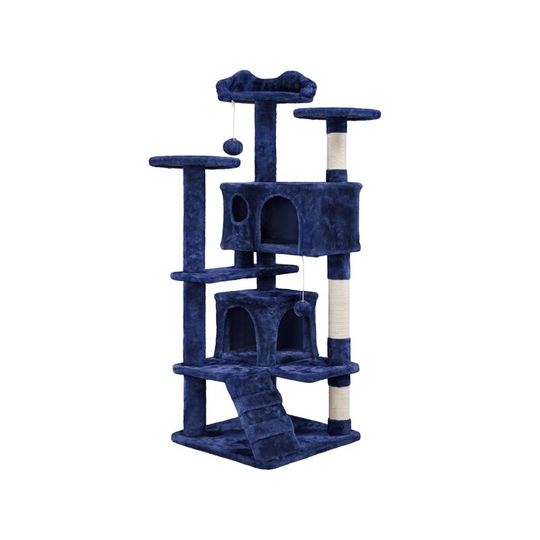 Yaheetech 54.5"H Cat Tree Tower for Kittens & Small/Medium Cats, Navy Blue - navy blue