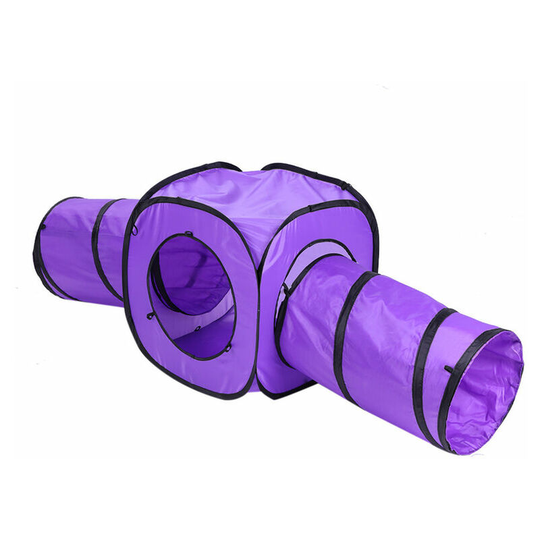 Monly - Cat Toy Tunnel and 3 Way Cube Bundle Detachable Collapsible Tube 3 in 1 Cat Tunnel Run Road Way Catnip Tunnel House for Indoor Cat Kitten