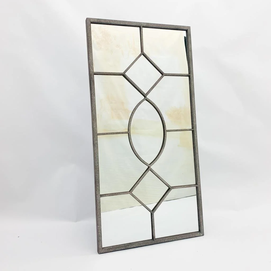 Calliope Metal Framed Wall Mounted Accent Mirror in Grey