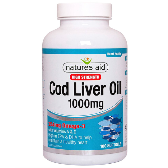 Natures Aid Cod Liver Oil (Hi/S) 1000mg Softgels 50% Off 180s
