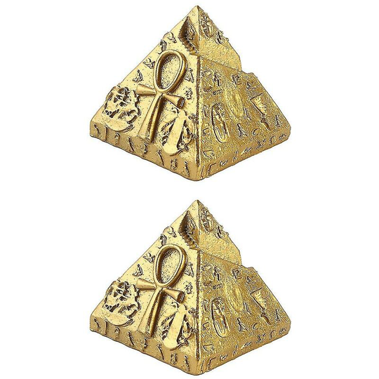 2pcs Egyptian Pyramid Khufu Pyramid Decor Mausoleum Building Model (golden),11