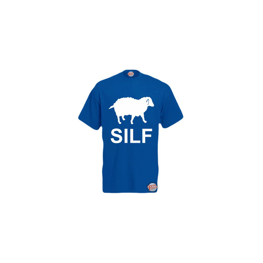 (Blue, X-Large) Silf! Mens Unisex Funny T-Shirt. Retro Tee