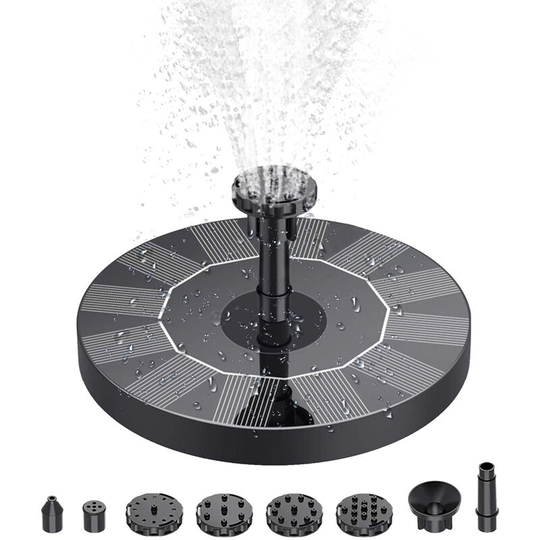 1.4W Solar Fountain Pump with 6 Nozzles Free Standing Water Pump Floating Fountain, Type 1 - Type 1