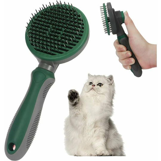 Dog Comb Brush Cat Brush Pet Grooming Brush Self Cleaning Brush for Dogs and Cats to Remove Loose Fur, Tangles and Dirt Ideal for Medium and Long