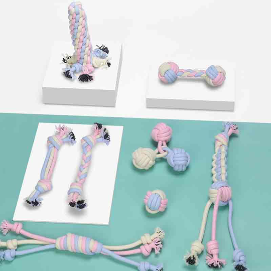 8-piece dog toy set made of braided rope