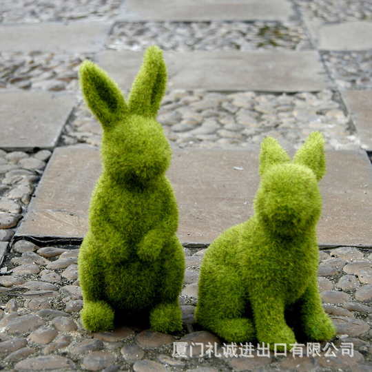Resin flocking rabbit home garden courtyard grass outdoor window shooting props scene decoration ornaments Trumpet sitting
