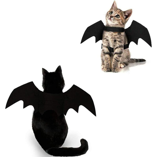 Halloween Cat Costume Bat Wings Pet Clothes Halloween Party Dress Up Cat Accessories Small Dogs Puppy Kitty Kitten Boy or Girl 1 Pack (l)