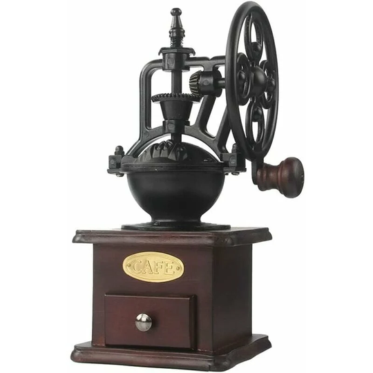 Manual Coffee Grinder Cast Iron Hand Crank Coffee Grinder with Grind Settings and Hold Drawer