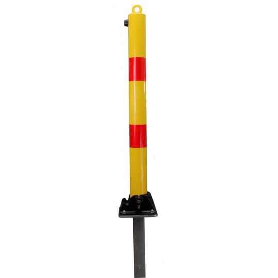 Ultra Secure - Yellow & Red Fold Down Parking Post with Ground Spigot, Integral Lock & Top Mounted Eyelet (001-3623 k/d, 001-3613 k/a). - Keyed all