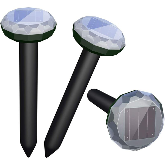 Outdoor Solar Ultrasonic Animal Repeller 3 Pcs Outdoor Mole Repellent Stakes Pet Safe - Marmot Repellent Snake Rodent Gopher Spikes Hunter Pest