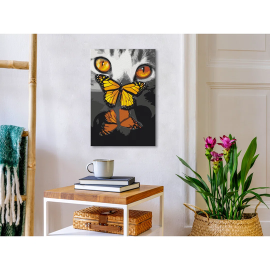 DIY Canvas Painting - Kitten And Butterfly