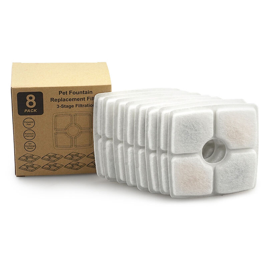 8 Pack Square Cat Fountain Filter Refill Cat Fountain Filter Water Filter with Activated Carbon and Resin for Fountain