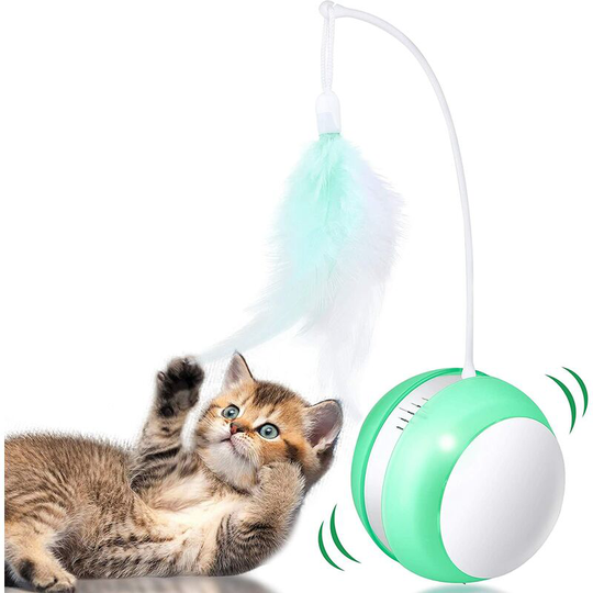 Automatic Cat Toy Interactive Cat Toy Glass usb Rechargeable Intelligent Rotation Pet Toy with Flashing Light and Bird Sound