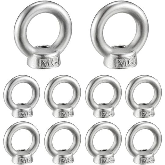 M6 Ring Nut 10 Pcs 304 Stainless Steel Thread Lifting Eye Nut Eye Nuts for Lifting Accessories