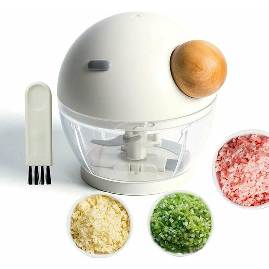 Deckon - Hand Chopper, Manual Fruit and Vegetable Chopper with 3 Stainless Steel Blades, Corded Mini Blender for Vegetables, Meat, Nuts, Onions