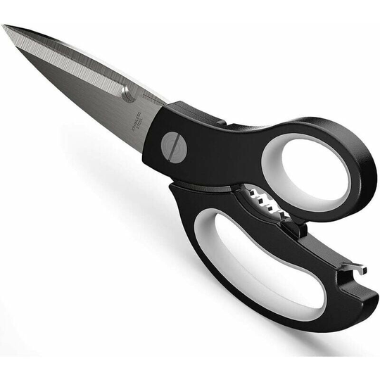 Monly - Kitchen Scissors High performance professional kitchen scissors in stainless steel, very sharp for bones, fish, poultry, fruits, vegetables,