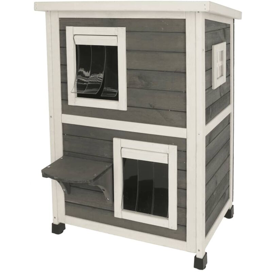 Outdoor Cat House Family 57x55x80 cm Grey and White Kerbl - Multicolour