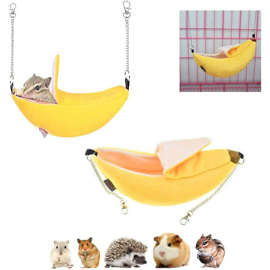 Betterlife Hamster Hamster for Cage Guinea Pig Bed House Small Animal Banana Winter Warm Hanging Bed House Cage Nest Hamster Accessories for Sugar