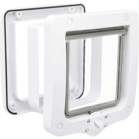 4 Position Cat Flap with Tunnel, White 15 15.5cm