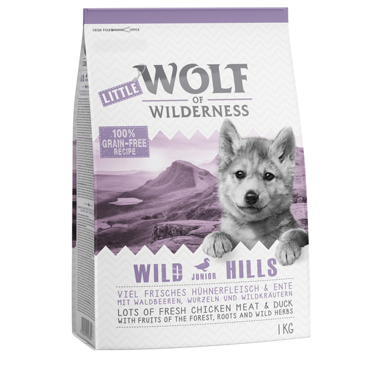 3 x 1kg Wolf of Wilderness Dry Dog Food - 2 + 1 Free!* - Junior "Wild Hills" Duck (3 x 1kg)