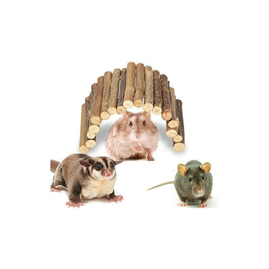 Wooden Hamster Bridge Ladder Bridge Small Animal Hideout Rodent Chew Toy Pet Cage Decoration for Guinea Pig Chinchilla Ferret Reptile