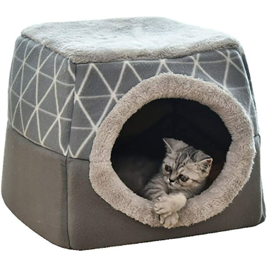 Houses and Domes Cat Cave Cats House Cat Bed Pet Nest Sleeping Bag 2 in 1 Foldable Cuddle Cave For Comfortable Gray xl