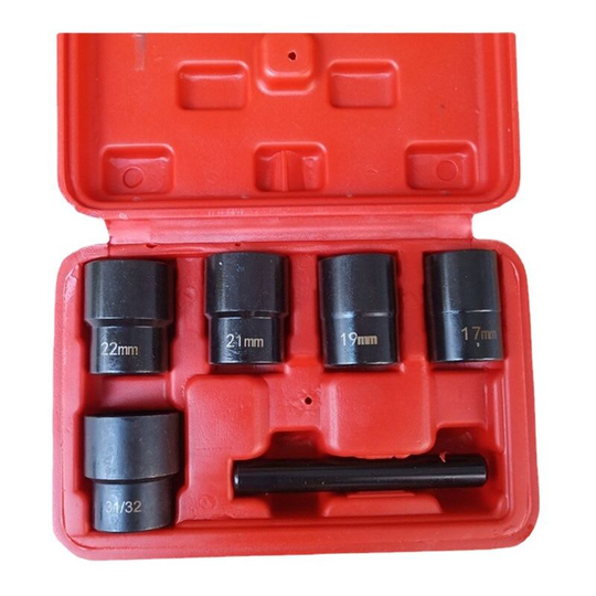 Bolt Extractor Set, 6-piece, stripped bolt and nut remover for extracting damaged, frozen, rusted and rounded bolts, nuts and screws.