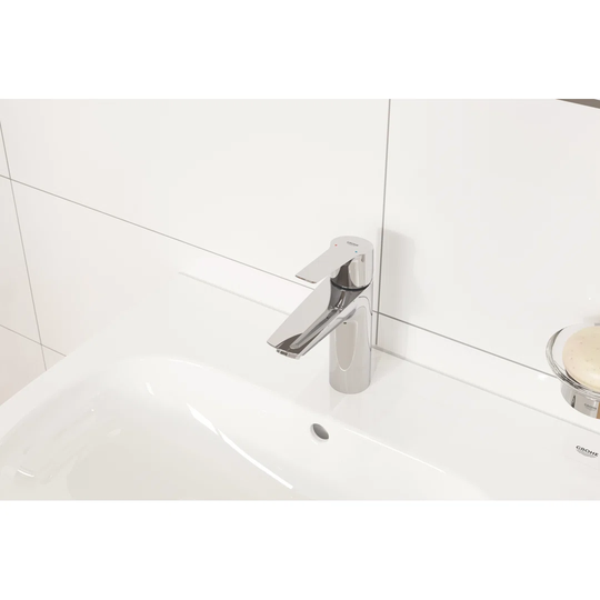 GROHE QUICKFIX Start, Bathroom basin mixer tap with click-clack push waste, Easy to install and includes 3-in-1 installation tool, Medium size 192 mm,