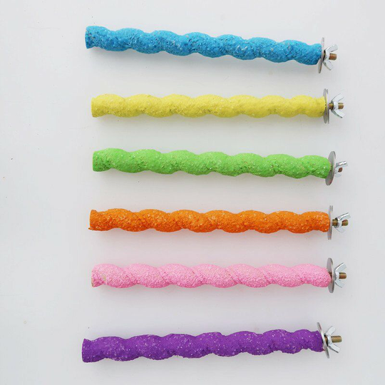 Perle Rare - 6 Pcs Parrot Perches, Colorful Bird Cage Scrub Stand Bar for Bird Parrot Budgies Budgie Lovebird Cage Paw Grinding Toy