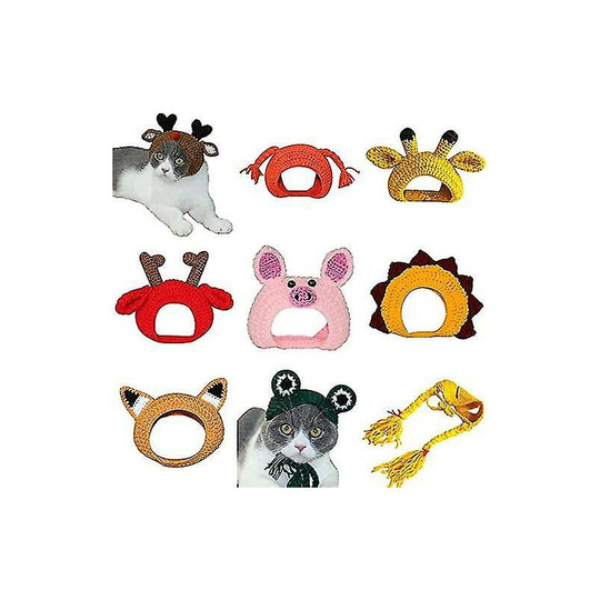 Cat Hat Hand Knitted Pet Hats Cartoon Shaped Warm Cat Dog Cap Festival Party Accessories