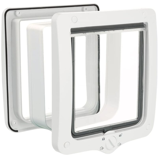 4-Way Cat Flap Door xxl with Tunnel White Trixie White